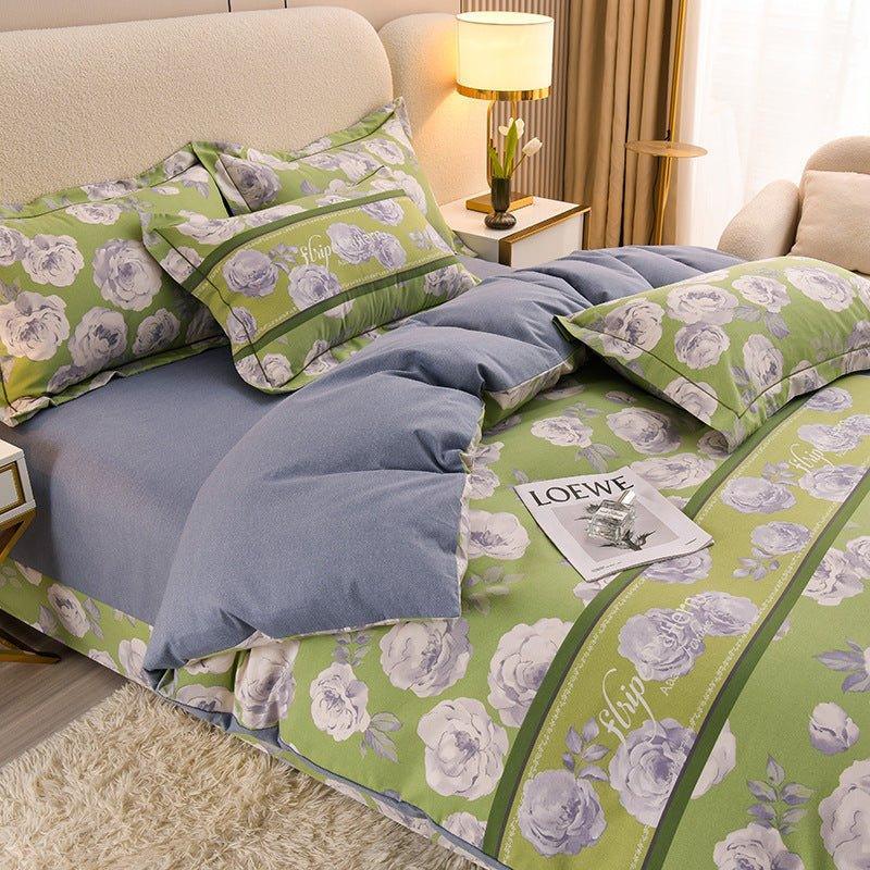 Pure Cotton 4-Piece Bedding Set - Soft Sanded Sheets for Bedroom - Home Decoration Plus
