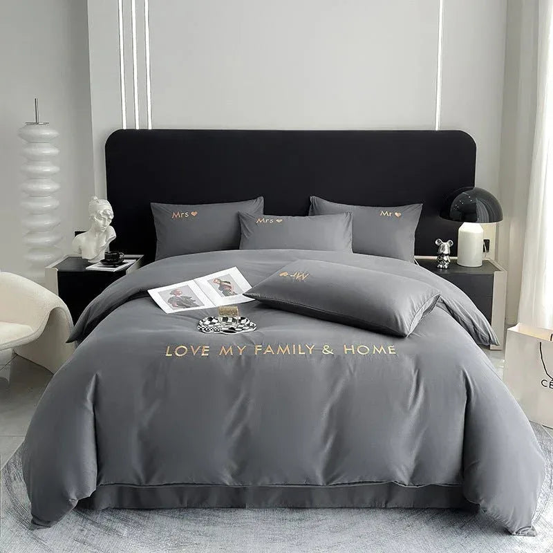 Contrast Color Cotton Bedding Set - Minimalist Bed Sheets for Bedroom - Home Decoration Plus