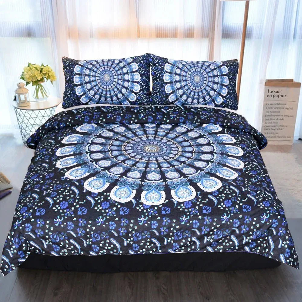 Blue Peacock Bedding Set - Elegant Luxury Bed Sheets for Bedroom - Home Decoration Plus