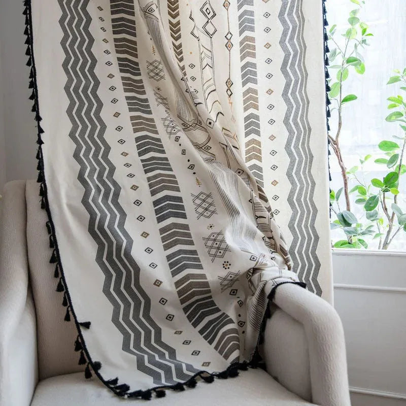 Bohemian Cotton Linen Curtains - Custom Sheer Drapes for Living Room - Home Decoration Plus