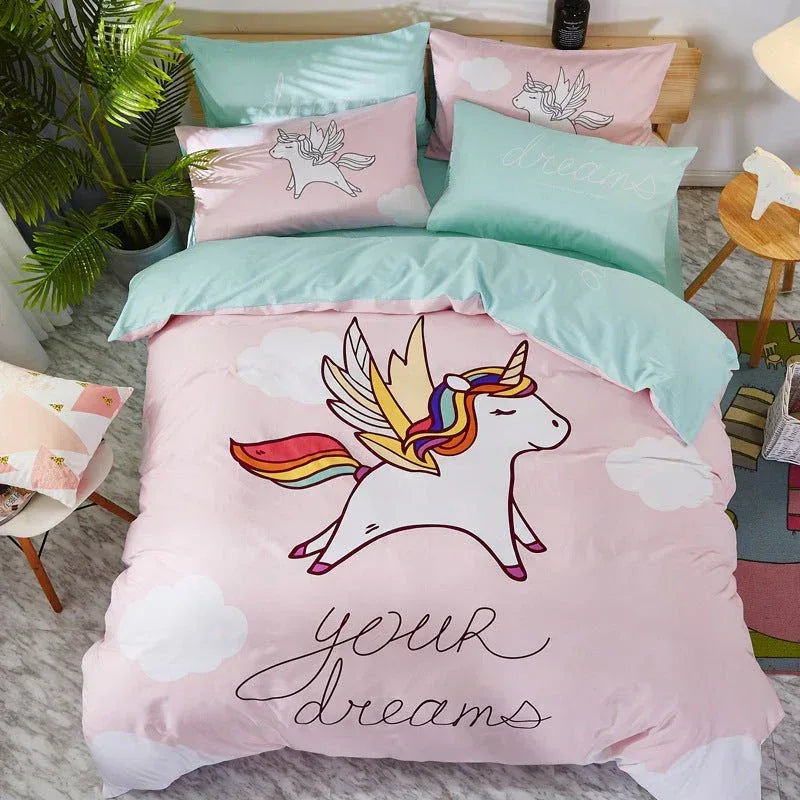 Cotton Cartoon Bedding Set - Fun Printed Bed Sheets for Kids & Adults - Home Decoration Plus