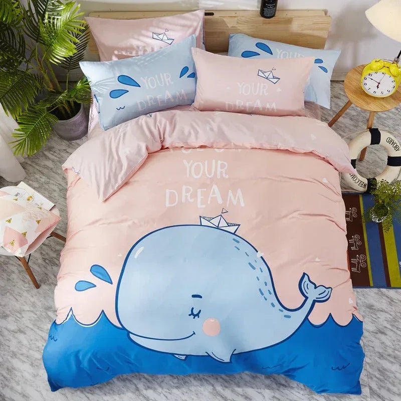 Cotton Cartoon Bedding Set - Fun Printed Bed Sheets for Kids & Adults - Home Decoration Plus
