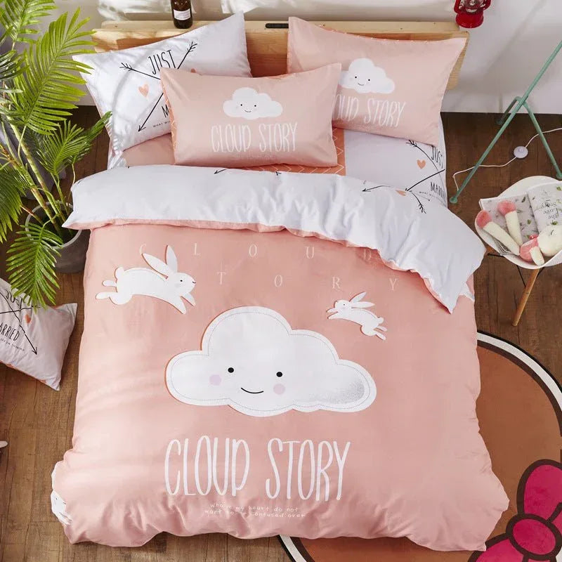 Cotton Cartoon Bedding Set - Fun Printed Bed Sheets for Kids & Adults - Home Decoration Plus