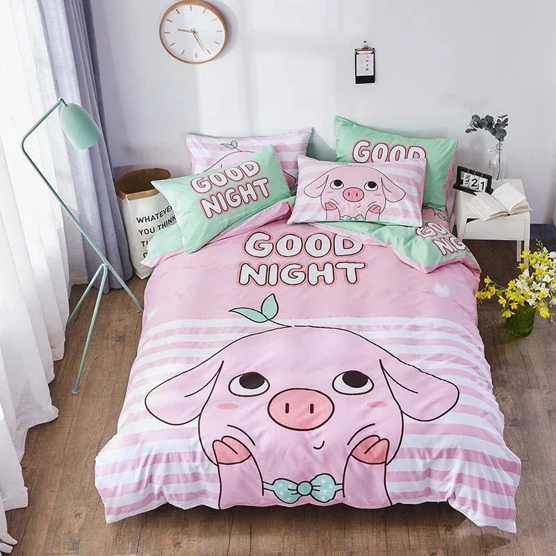 Cotton Cartoon Bedding Set - Fun Printed Bed Sheets for Kids & Adults - Home Decoration Plus