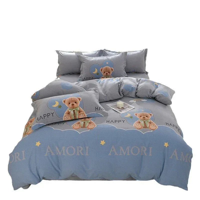 Pure Cotton 4-Piece Bedding Set - Soft Sanded Sheets for Bedroom - Home Decoration Plus