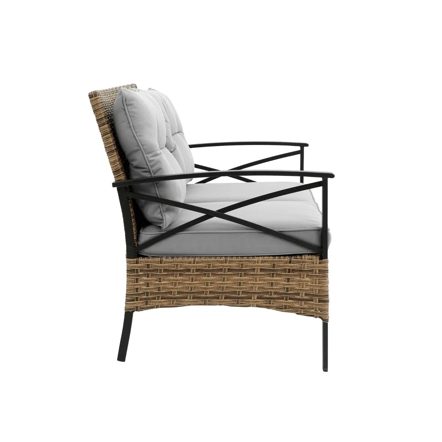 4-Piece Patio Sectional Sofa Set - KD Rattan Wicker Outdoor Garden Furniture - Home Decoration Plus