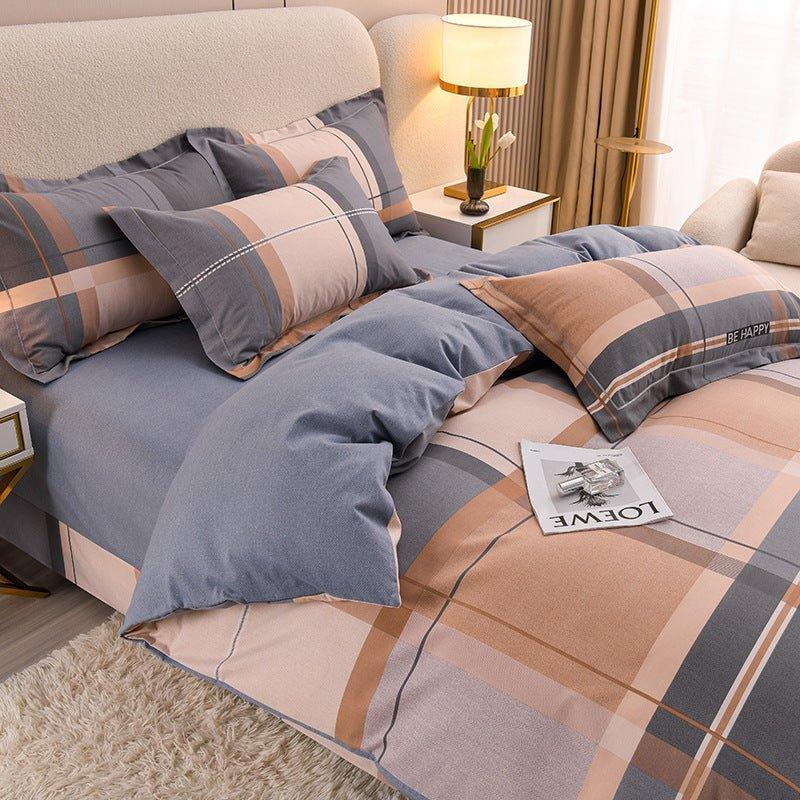 Pure Cotton 4-Piece Bedding Set - Soft Sanded Sheets for Bedroom - Home Decoration Plus