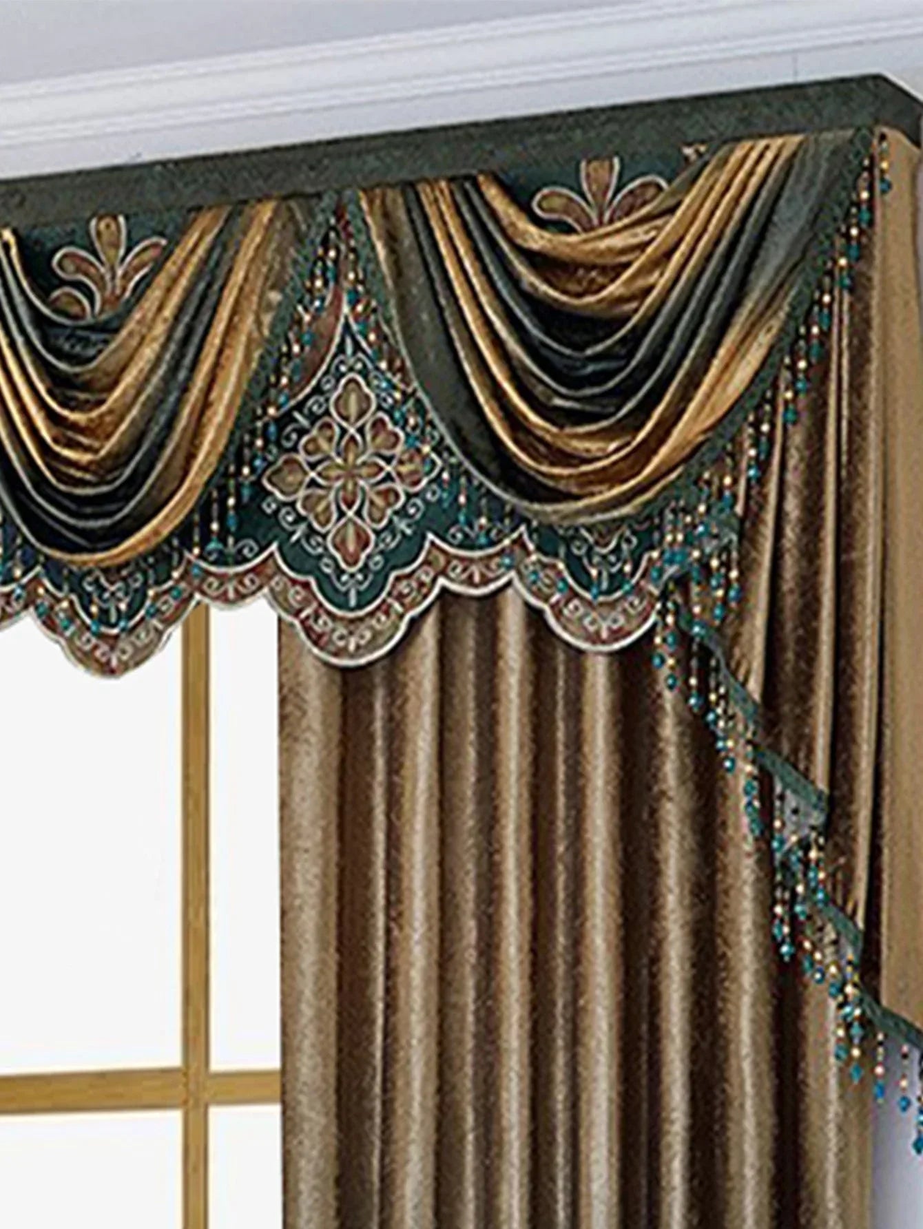 Two Pieces Of Luxurious European Villa Curtains With Elegant Floral Patterns, Suitable For Living Room And Bedroom - Home Decoration Plus