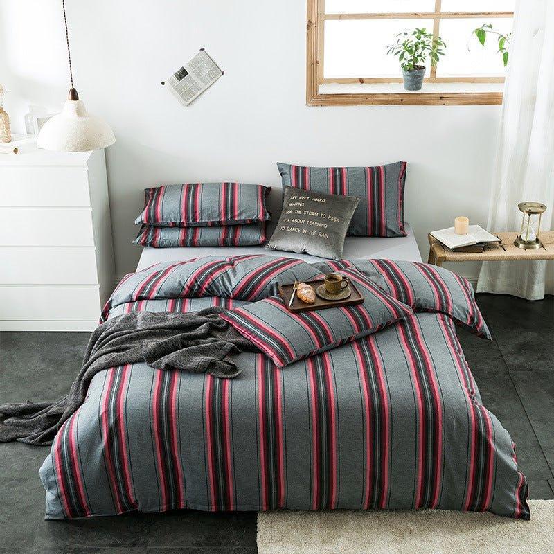 Check Cotton Bedding Set - Plaid Bed Sheets for Bedroom - Home Decoration Plus