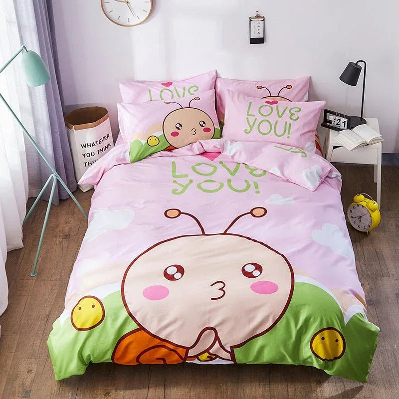 Cotton Cartoon Bedding Set - Fun Printed Bed Sheets for Kids & Adults - Home Decoration Plus