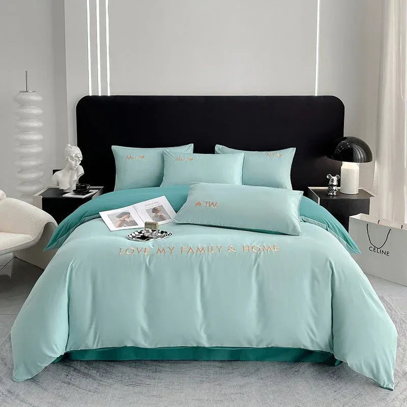 Contrast Color Cotton Bedding Set - Minimalist Bed Sheets for Bedroom - Home Decoration Plus