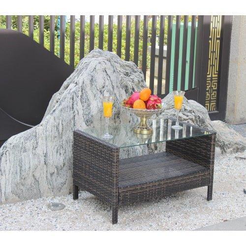 Outdoor Patio Furniture Coffee Table With Clear Tempered Glass - Home Decoration Plus