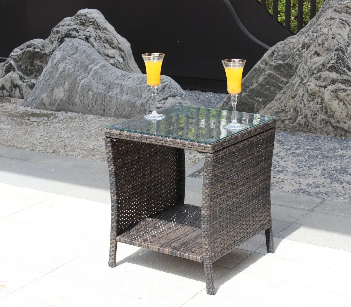 Outdoor Patio Furniture 1 Coffee Table With Clear Tempered Glass - Home Decoration Plus