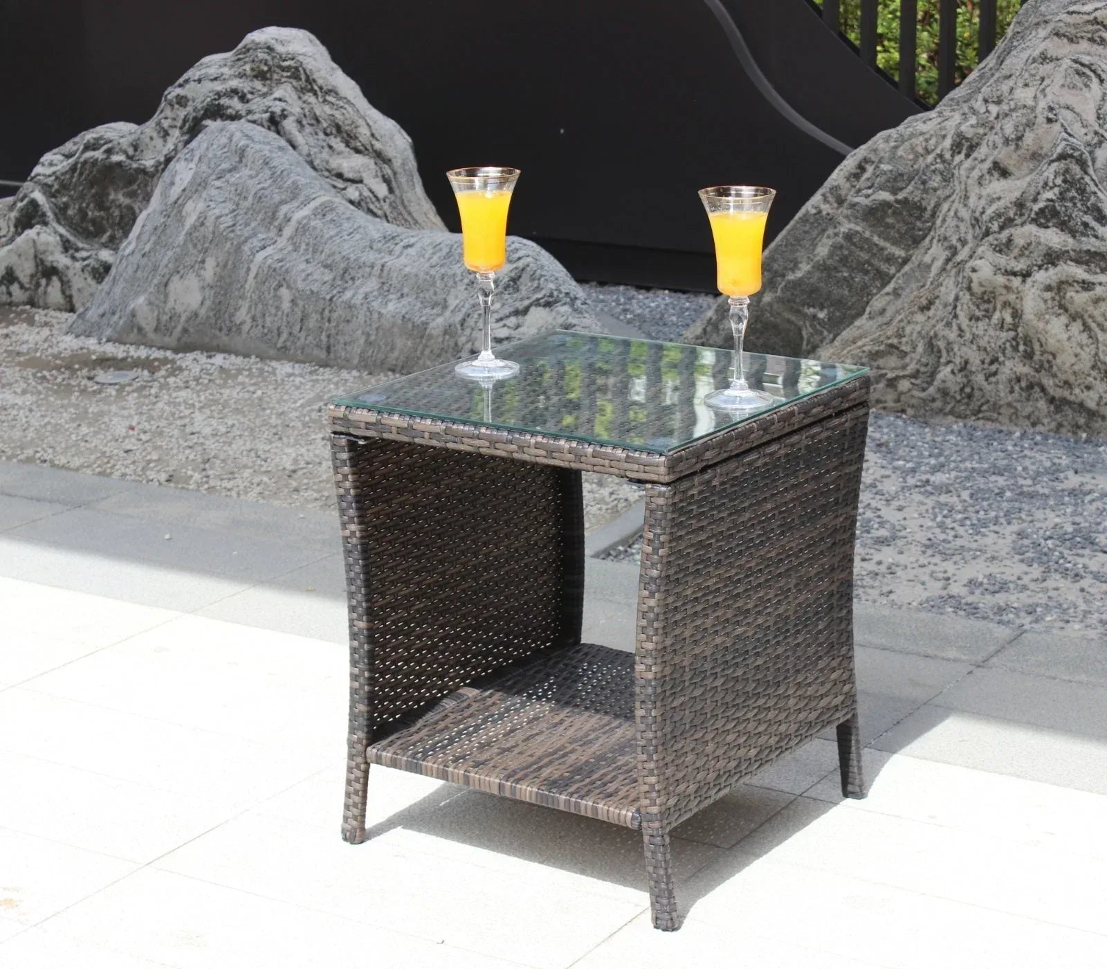 Outdoor Patio Furniture 1 Coffee Table With Clear Tempered Glass - Home Decoration Plus