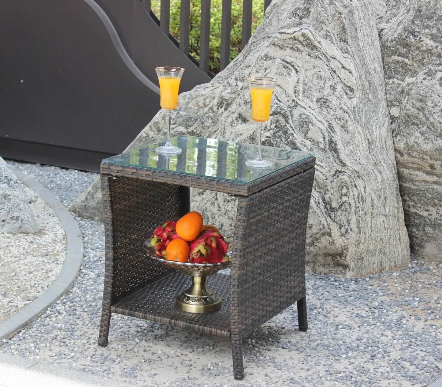 Outdoor Patio Furniture 1 Coffee Table With Clear Tempered Glass - Home Decoration Plus