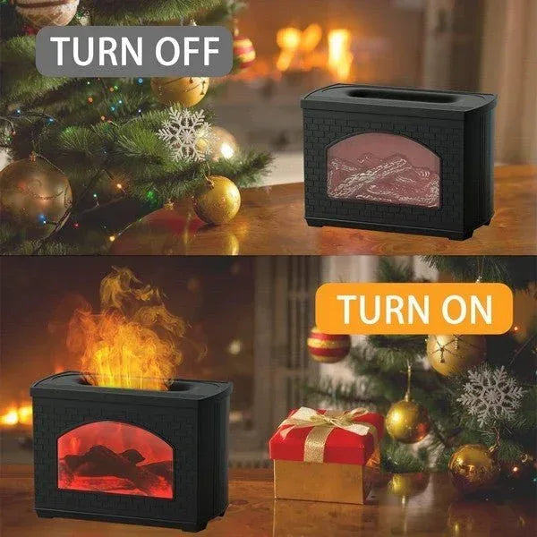 Flame Humidifier - Essential Oil Diffuser with Fireplace Light for Bedroom - Home Decoration Plus
