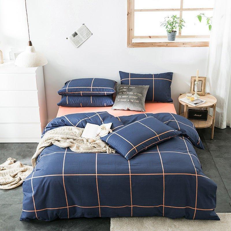 Check Cotton Bedding Set - Plaid Bed Sheets for Bedroom - Home Decoration Plus