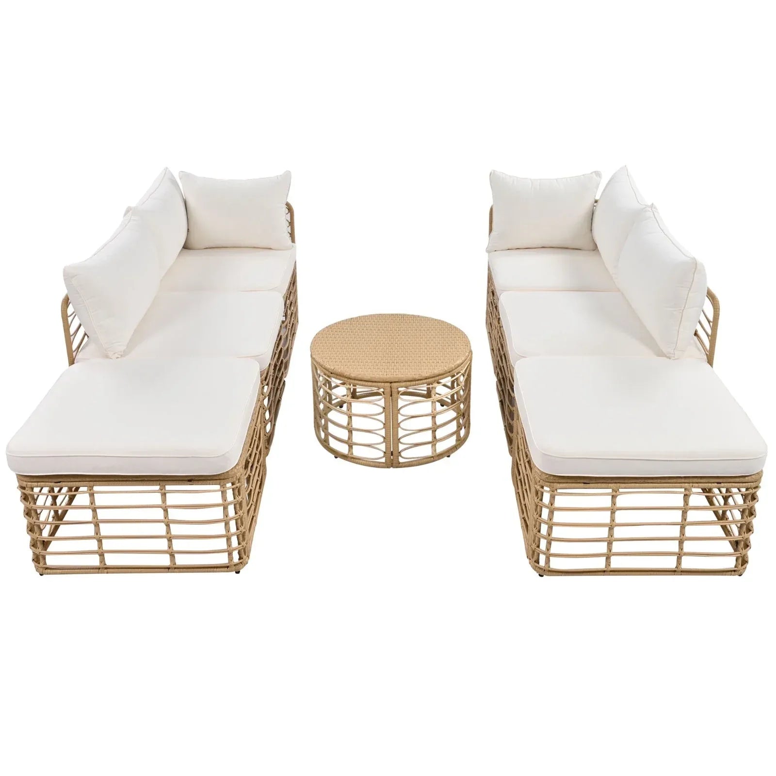 GO 7 Pieces Outdoor Patio Furniture Set - All-Weather Rattan Sectional Sofa with Thick Cushions - Home Decoration Plus