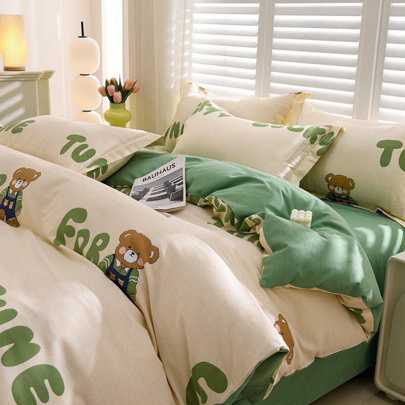 Household Pure Cotton Four-piece Set Sanded Sheets Bedding