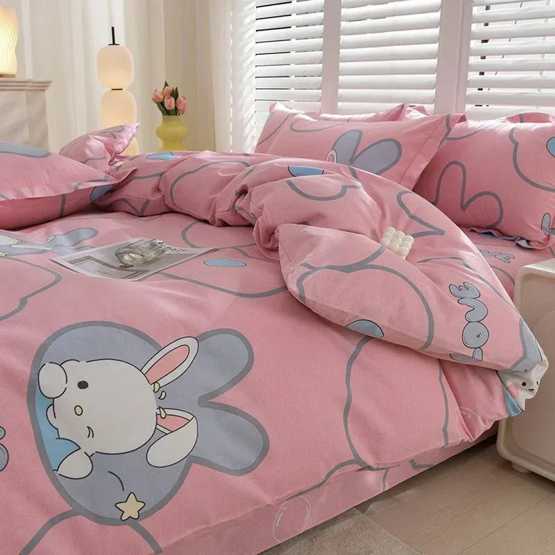 Pure Cotton 4-Piece Bedding Set - Soft Sanded Sheets for Bedroom - Home Decoration Plus