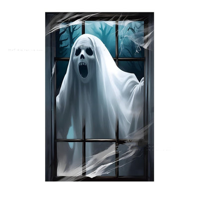 3D Holiday Window Cover Witch Halloween Window Cover
