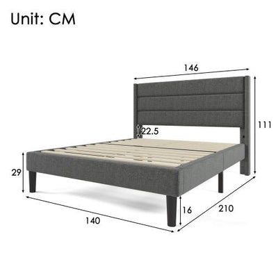 Linen Bed Frame With Slatted Frame