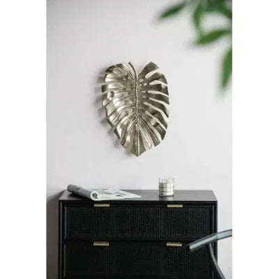 Gold Monstera Leaf Wall Decor - 18.9x13.4 Inch Premium Metal Wall Art - Home Decoration Plus