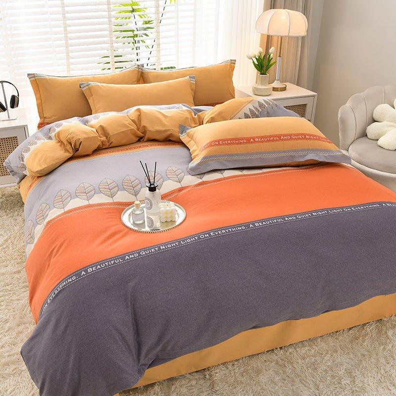 Pure Cotton 4-Piece Bedding Set - Soft Sanded Sheets for Bedroom - Home Decoration Plus