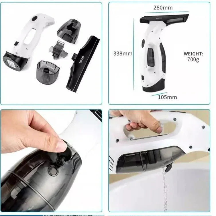 Cordless Window Vacuum Cleaner - 20W Rechargeable Electric Glass Wiper - Home Decoration Plus