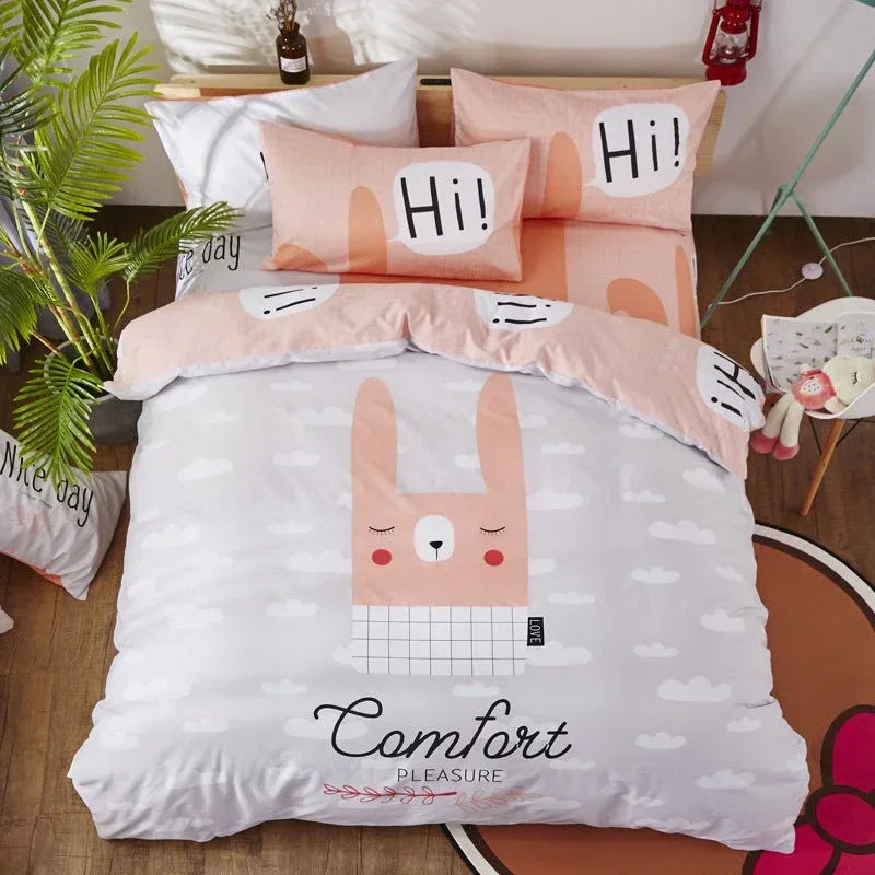 Cotton Cartoon Bedding Set - Fun Printed Bed Sheets for Kids & Adults - Home Decoration Plus