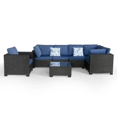 7-Piece Outdoor Patio Furniture Set - Sectional Conversation Set for Balcony Garden Poolside - Home Decoration Plus