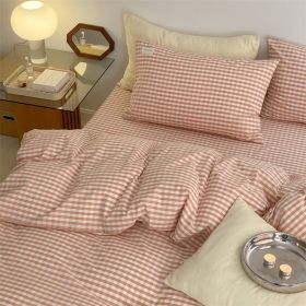 Fashion Simple Cotton Washed Pillowcase (Option: Jade Small Grid-A Pair Of Pillowcases 48x74)