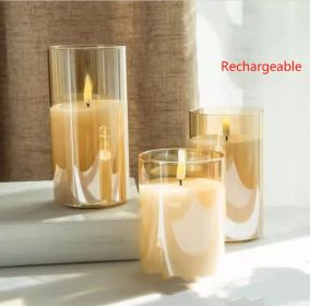 Electroplated Glass LED Electronic Candle Lights Wholesale Rechargeable (Option: Golden charge)