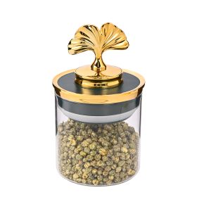 Ginkgo Leaf Household Food Tea Glass Sealed Can (Option: Dark Green Cover 10x15cm)