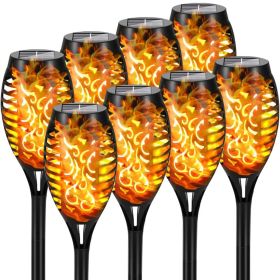 4/8/12pcs/pack Solar Outdoor Lights, 12LED Solar Torch Lights With Flickering Flame For Garden Decor (Color: Yellow Light, size: 8pcs)