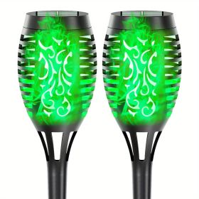 4/8/12pcs/pack Solar Outdoor Lights, 12LED Solar Torch Lights With Flickering Flame For Garden Decor (Color: Green Light, size: 2pcs)