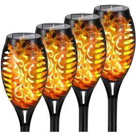 4/8/12pcs/pack Solar Outdoor Lights, 12LED Solar Torch Lights With Flickering Flame For Garden Decor (Color: Yellow Light, size: 4pcs)