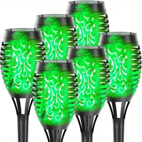 4/8/12pcs/pack Solar Outdoor Lights, 12LED Solar Torch Lights With Flickering Flame For Garden Decor (Color: Green Light, size: 6pcs)