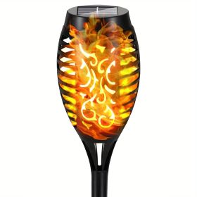 4/8/12pcs/pack Solar Outdoor Lights, 12LED Solar Torch Lights With Flickering Flame For Garden Decor (Color: Yellow Light, size: 1pc)