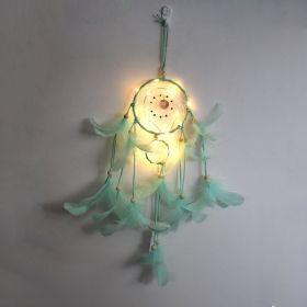 1pc Creative Dream Catcher With LED Lights; Night Light Dream Catcher; Wall Hanging Ornament (Color: Green)