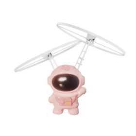 Creative Mini Astronaut Drone Cartoon Spaceman Flying Robot Toys with USB Charging Hand Control Helicopter Kids Gift (Color: Astronaut Pink)
