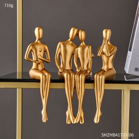 Abstract Golden Sculpture &amp; Figurines for Interior Resin Figure Statue Modern Home Decor Desk Accessories Nordic Room Decoration (Color: 4 People)