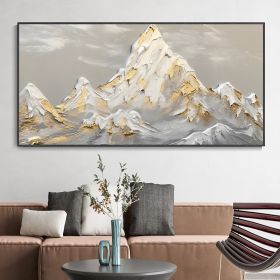 Hand Painted Oil Painting White Snow Mountain Art On Canvas Gold Leaf Texture Painting Abstract Landscape Oil Painting Wabi Sabi Wall Art Minimalism S (Style: 1, size: 60x120cm)