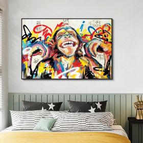 Hand Painted Oil Painting Abstract Portrait Wall Art Hand painted-Laughing Monkey Oil Paintings On Canvas-Hand Made Wall Graffiti-For Home Decoration (Style: 1, size: 50X70cm)